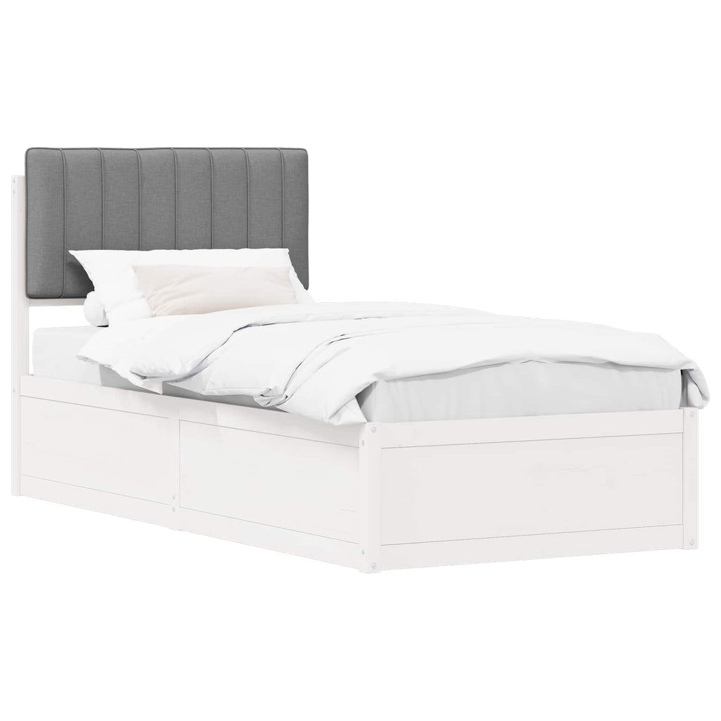 vidaXL Ramka łóżka z tapicerowanym wezgłowiem Jasnoszary 90 x 190 cm