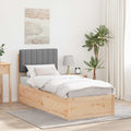 vidaXL Ramka łóżka z tapicerowanym wezgłowiem Jasnoszary 75 x 190 cm