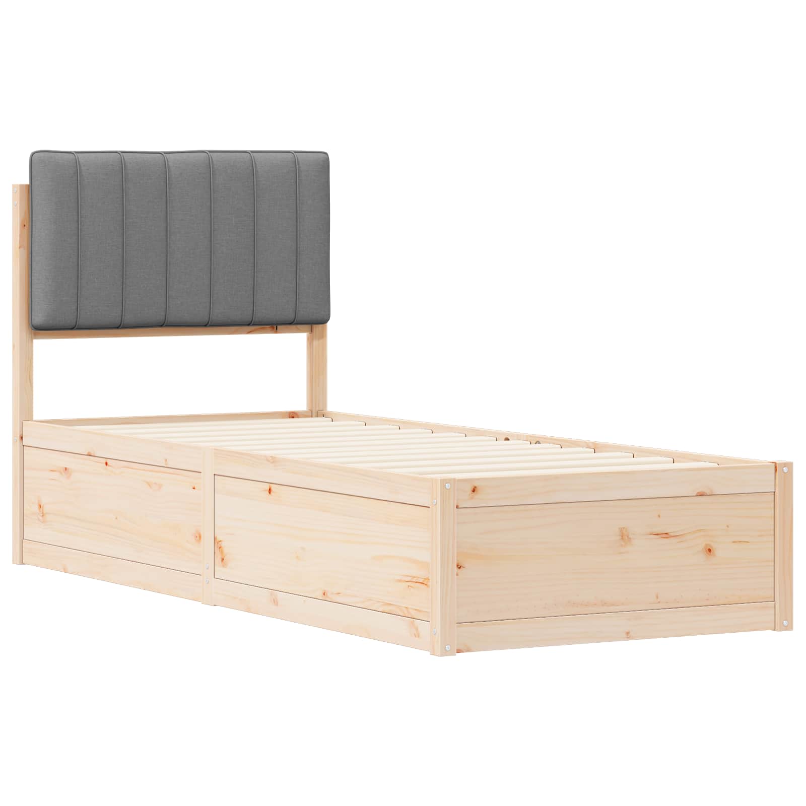vidaXL Ramka łóżka z tapicerowanym wezgłowiem Jasnoszary 75 x 190 cm
