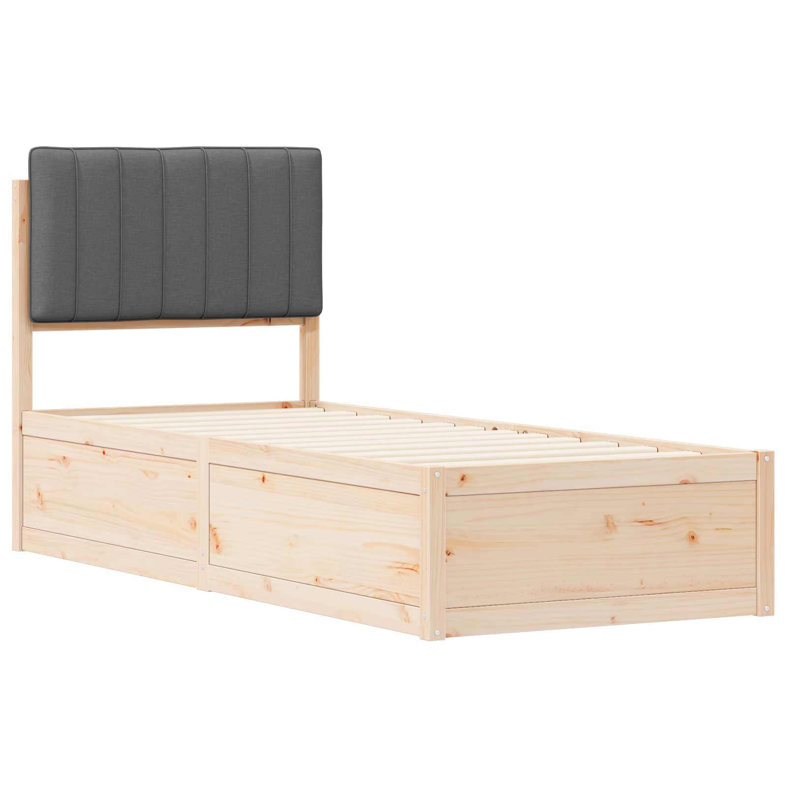 vidaXL Ramka łóżka z tapicerowanym wezgłowiem Ciemnoszary 75 x 190 cm