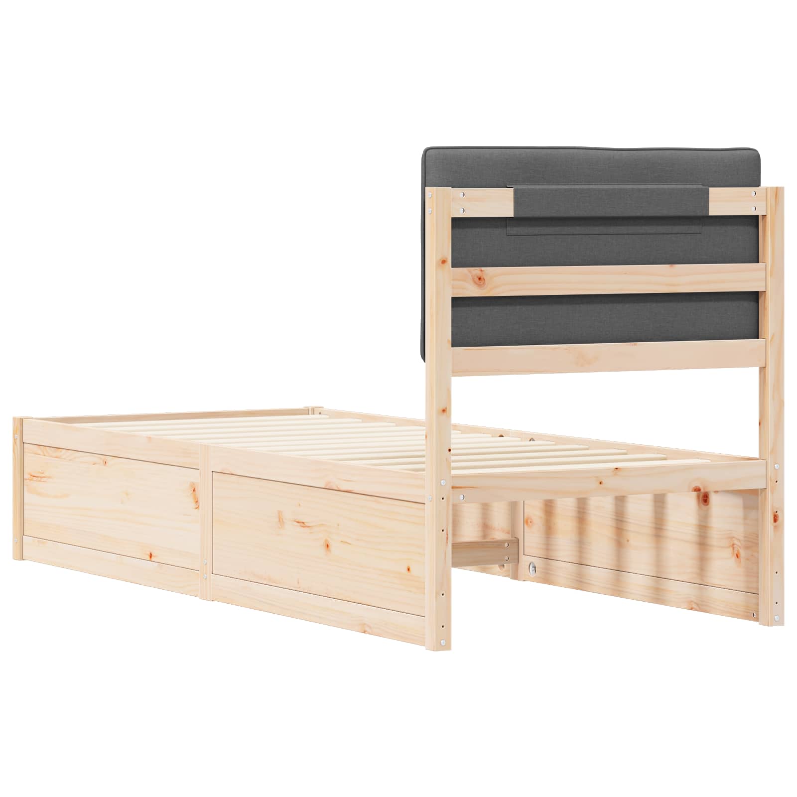 vidaXL Ramka łóżka z tapicerowanym wezgłowiem Ciemnoszary 75 x 190 cm