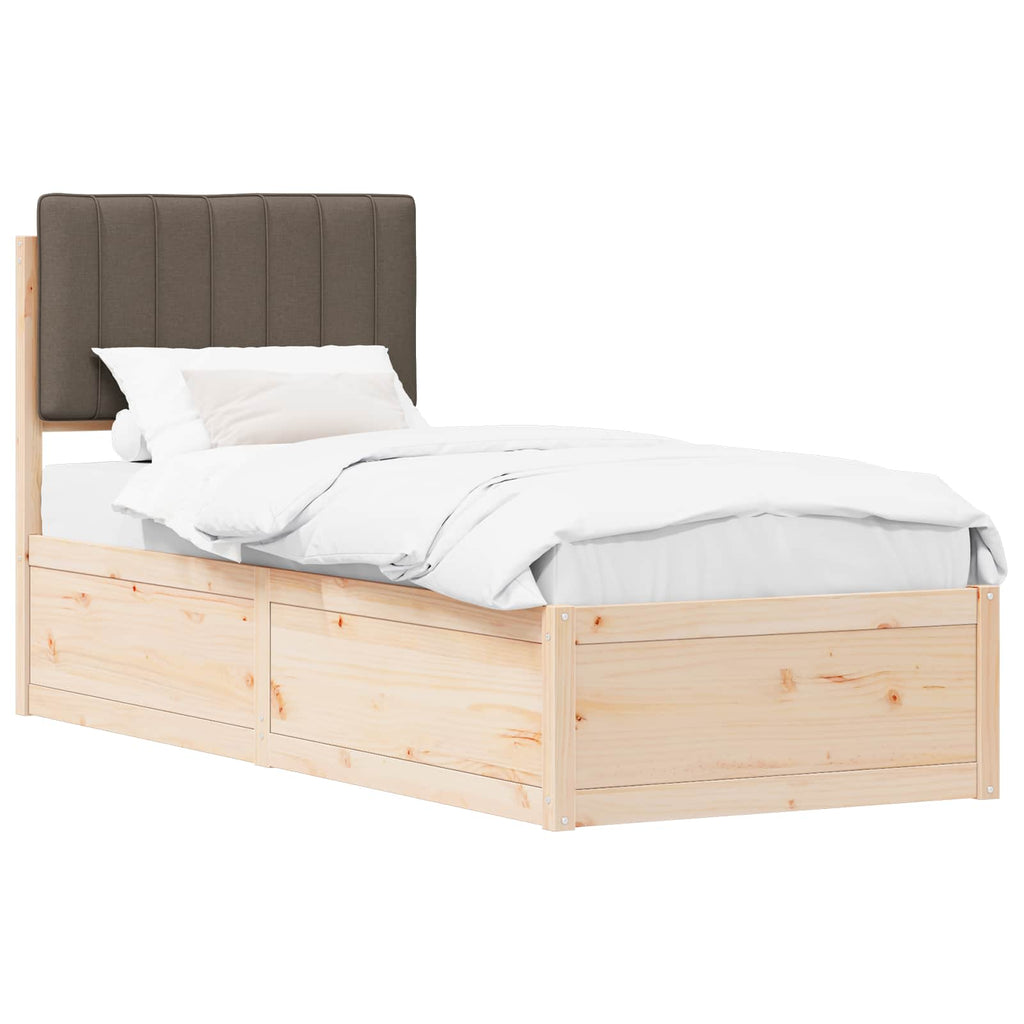 vidaXL Ramka łóżka z tapicerowanym wezgłowiem Ciemnoszary 75 x 190 cm