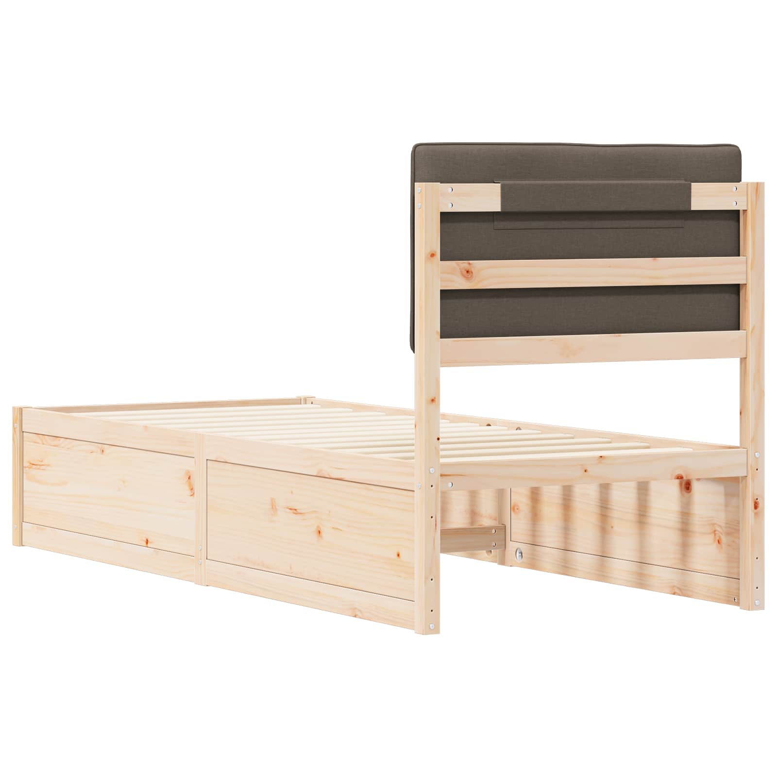 vidaXL Ramka łóżka z tapicerowanym wezgłowiem Ciemnoszary 75 x 190 cm