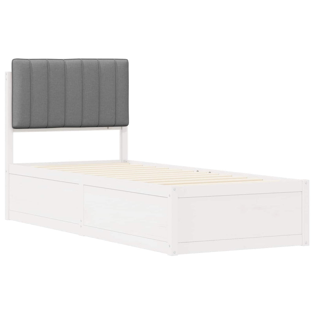 vidaXL Ramka łóżka z tapicerowanym wezgłowiem Jasnoszary 75 x 190 cm