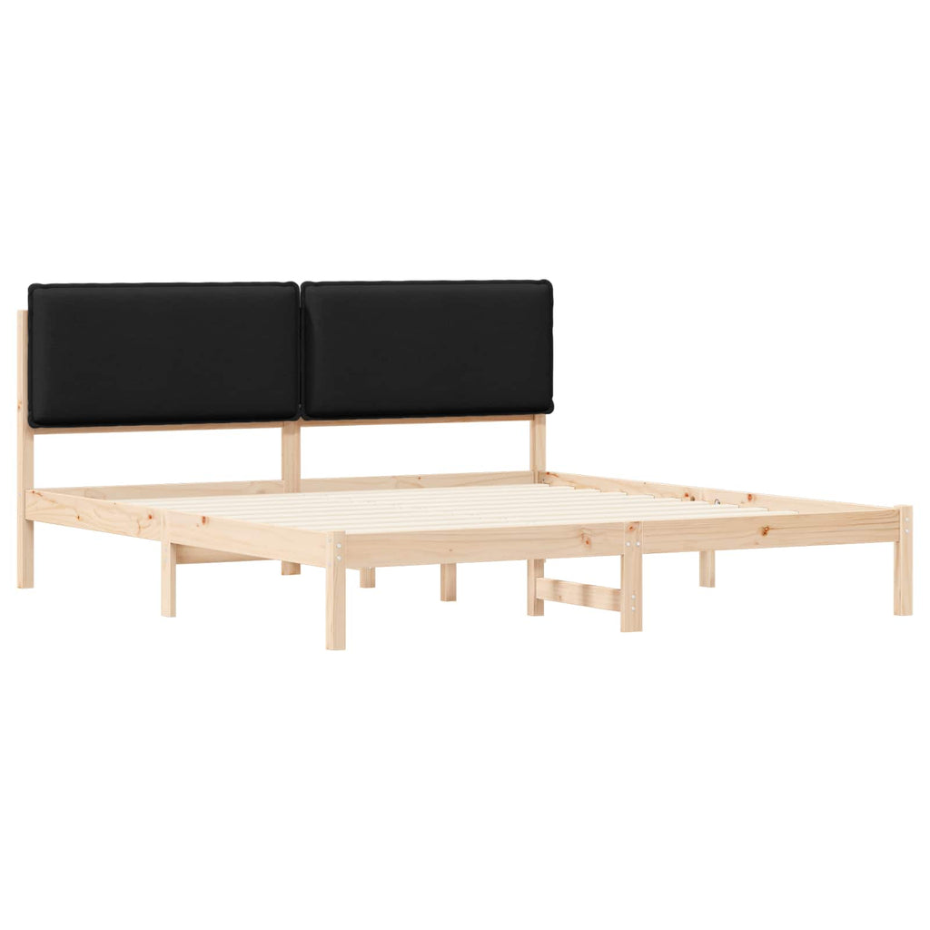 vidaXL Ramka łóżka z tapicerowanym wezgłowiem Czarny 180 x 200 cm