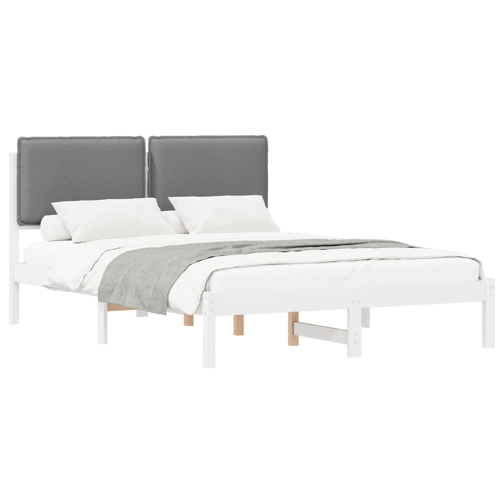 vidaXL Ramka łóżka z tapicerowanym wezgłowiem Jasnoszary 150 x 200 cm