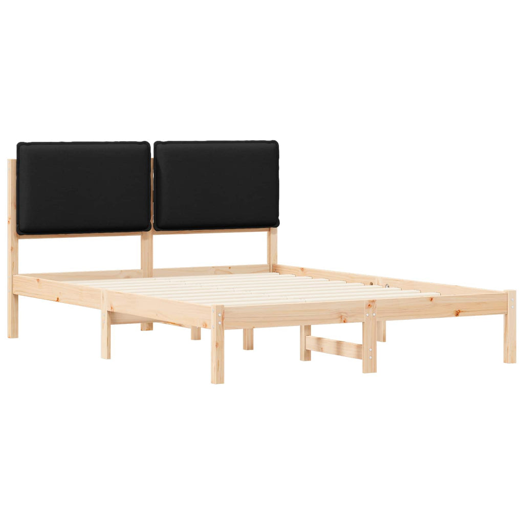 vidaXL Ramka łóżka z tapicerowanym wezgłowiem Czarny 120 x 200 cm