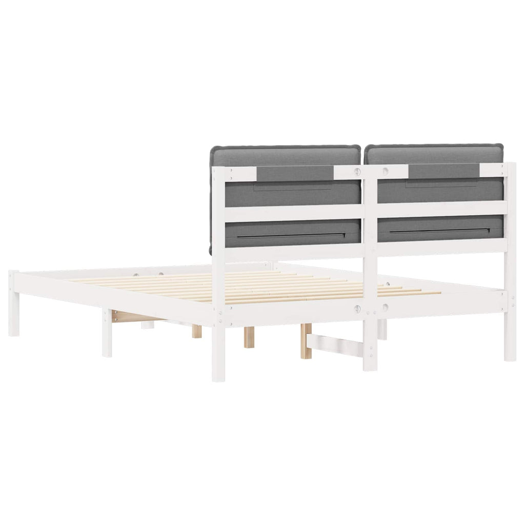 vidaXL Ramka łóżka z tapicerowanym wezgłowiem Jasnoszary 120 x 200 cm