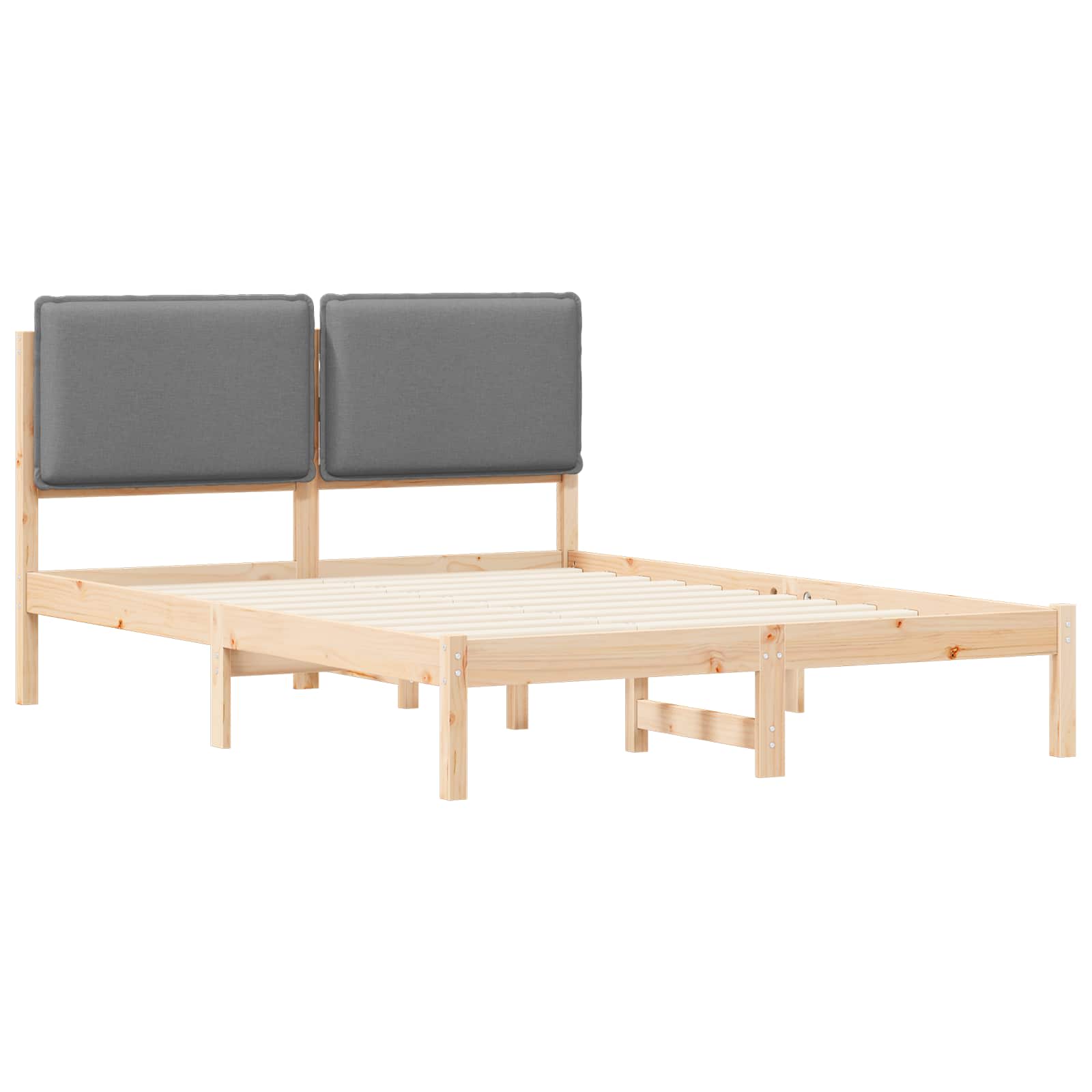 vidaXL Ramka łóżka z tapicerowanym wezgłowiem Jasnoszary 140 x 190 cm