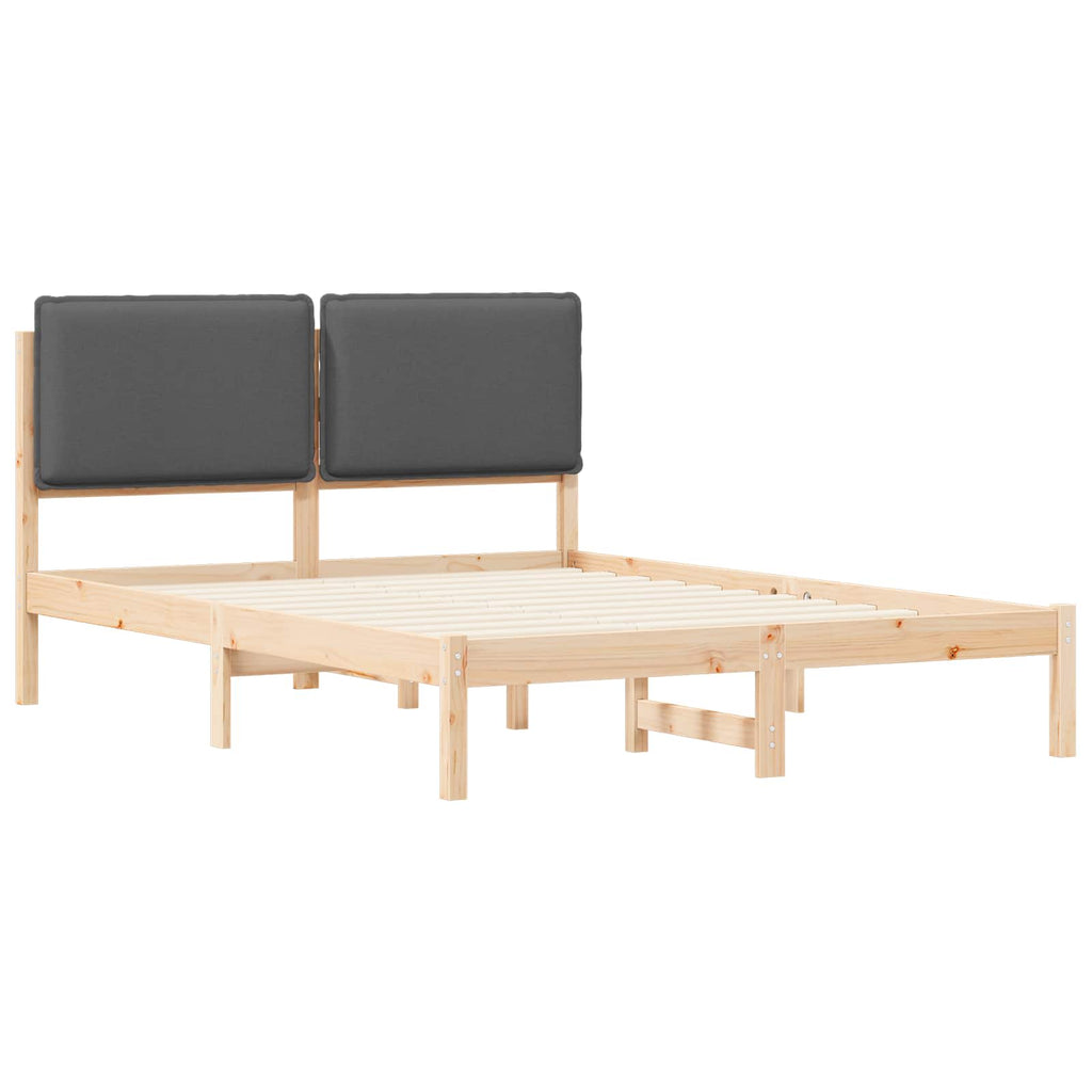 vidaXL Ramka łóżka z tapicerowanym wezgłowiem Ciemnoszary 140 x 190 cm