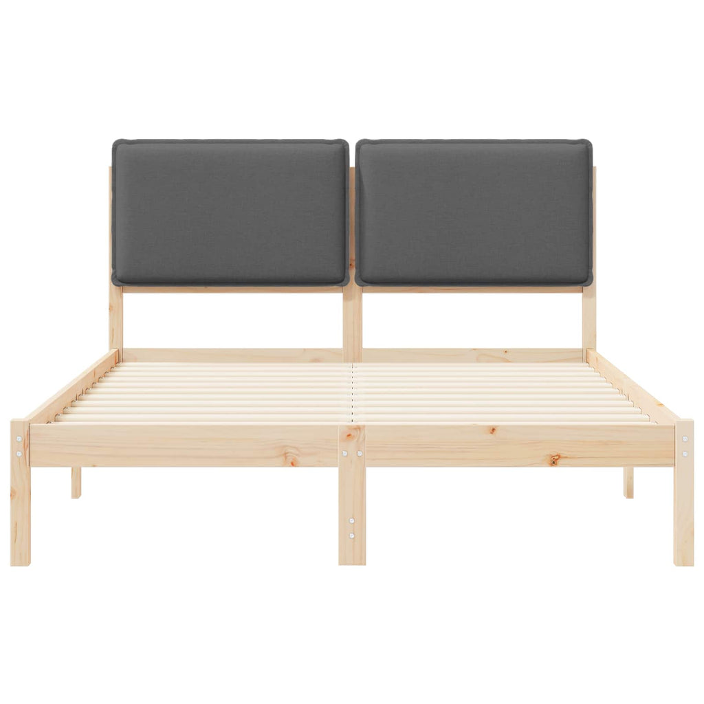 vidaXL Ramka łóżka z tapicerowanym wezgłowiem Ciemnoszary 140 x 190 cm