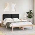 vidaXL Ramka łóżka z tapicerowanym wezgłowiem Czarny 140 x 190 cm