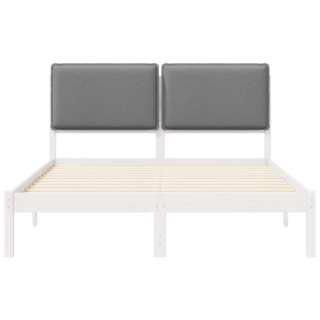 vidaXL Ramka łóżka z tapicerowanym wezgłowiem Jasnoszary 140 x 190 cm
