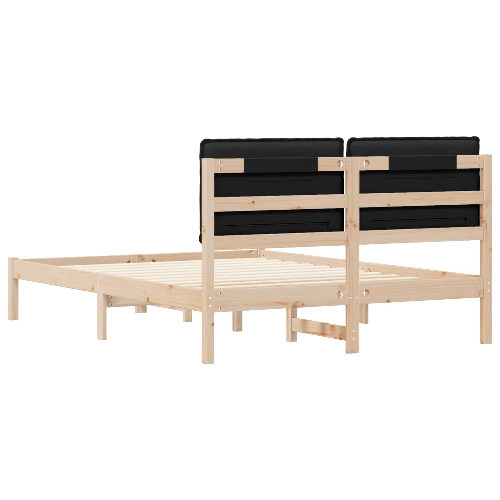 vidaXL Ramka łóżka z tapicerowanym wezgłowiem Czarny 135 x 190 cm