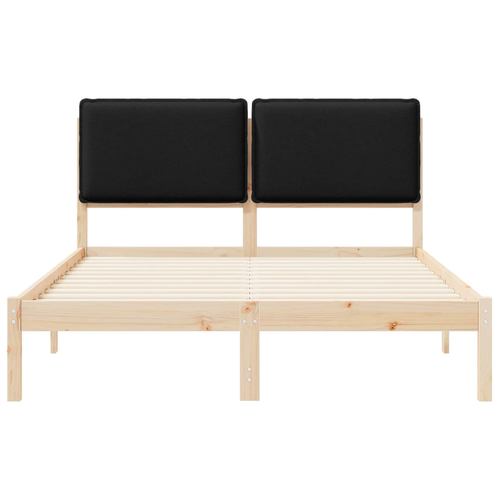 vidaXL Ramka łóżka z tapicerowanym wezgłowiem Czarny 135 x 190 cm