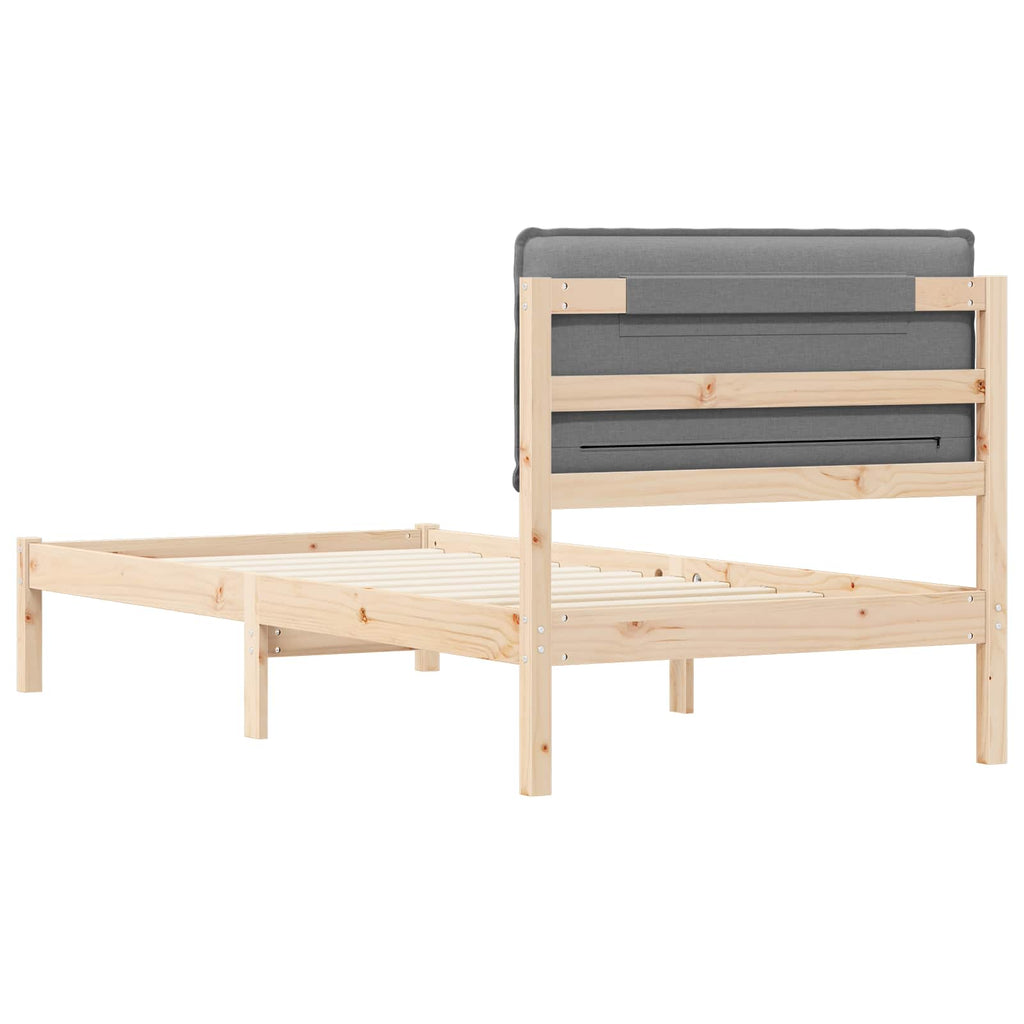 vidaXL Ramka łóżka z tapicerowanym wezgłowiem Jasnoszary 100 x 200 cm