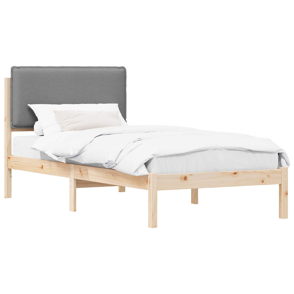 vidaXL Ramka łóżka z tapicerowanym wezgłowiem Jasnoszary 80 x 200 cm