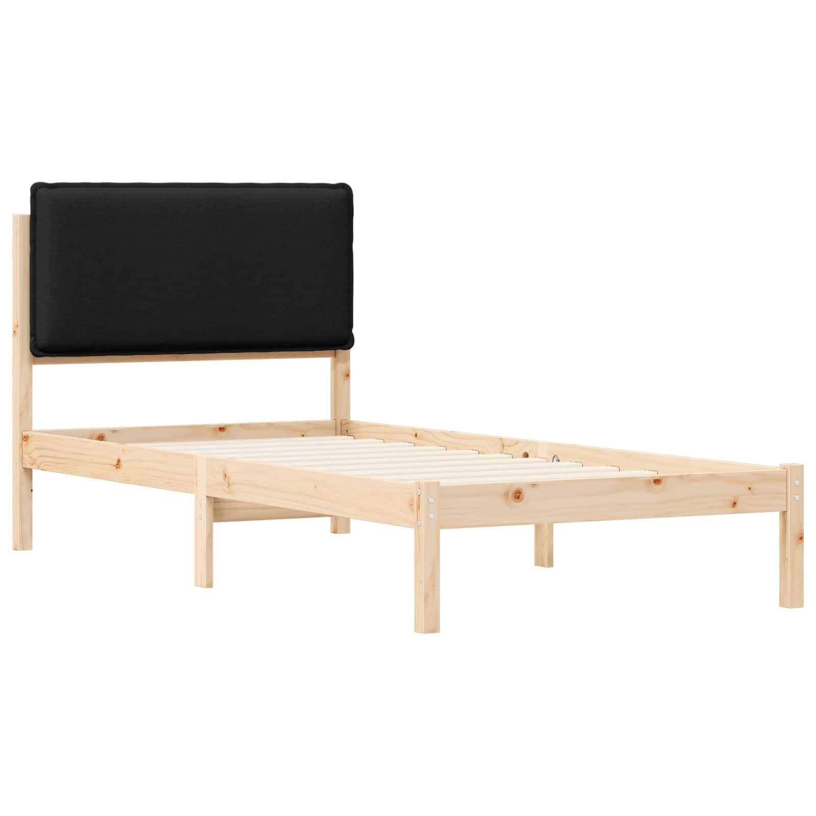 vidaXL Ramka łóżka z tapicerowanym wezgłowiem Czarny 90 x 190 cm
