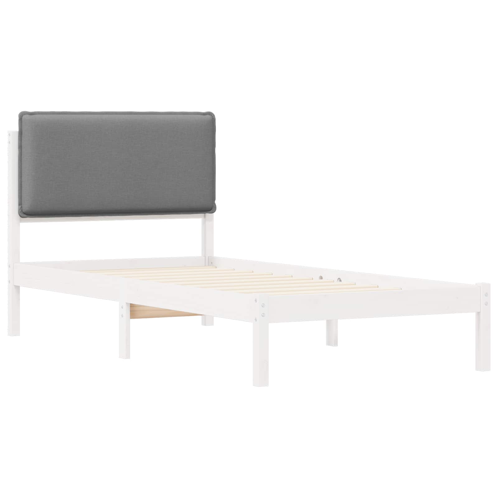 vidaXL Ramka łóżka z tapicerowanym wezgłowiem Jasnoszary 90 x 190 cm