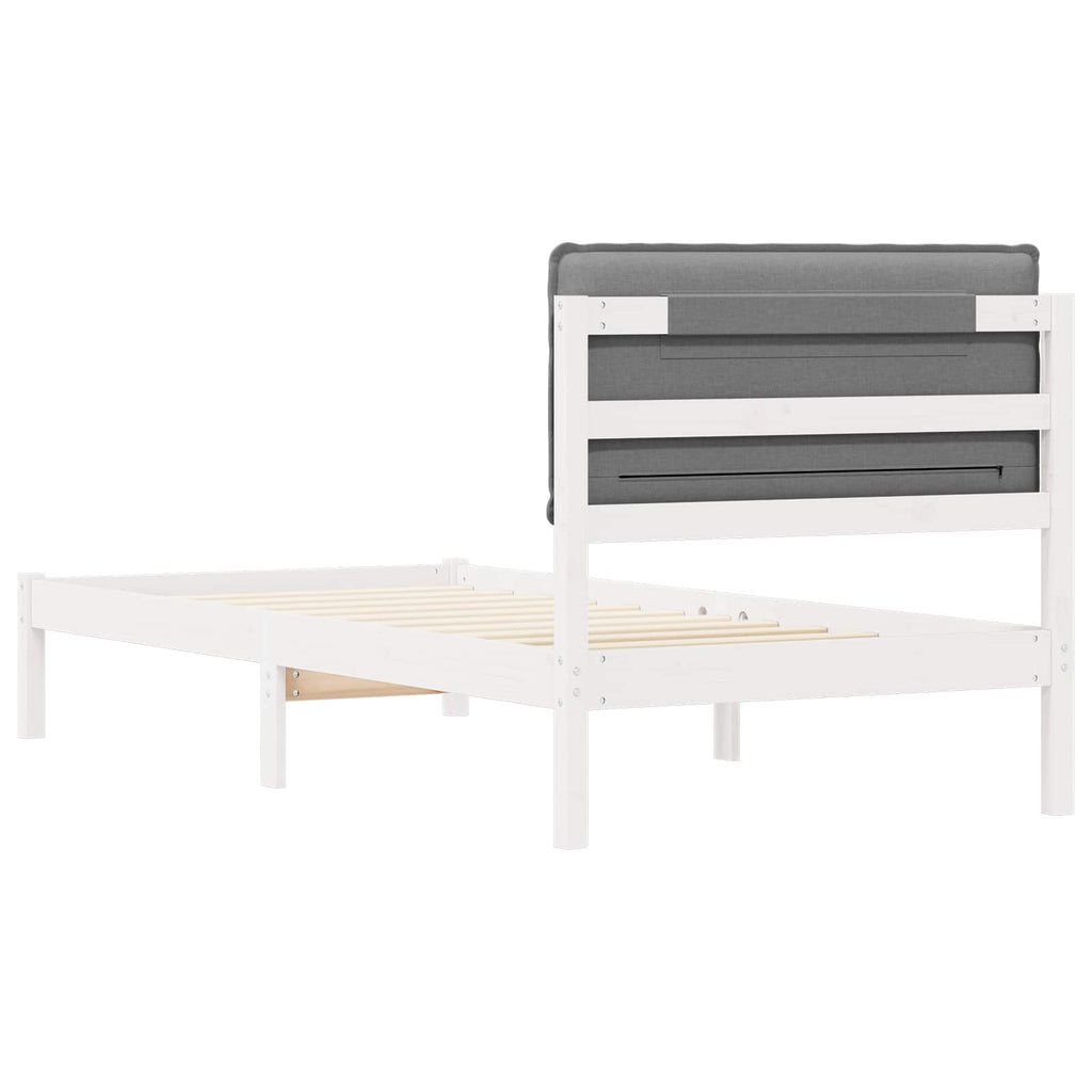 vidaXL Ramka łóżka z tapicerowanym wezgłowiem Jasnoszary 90 x 190 cm