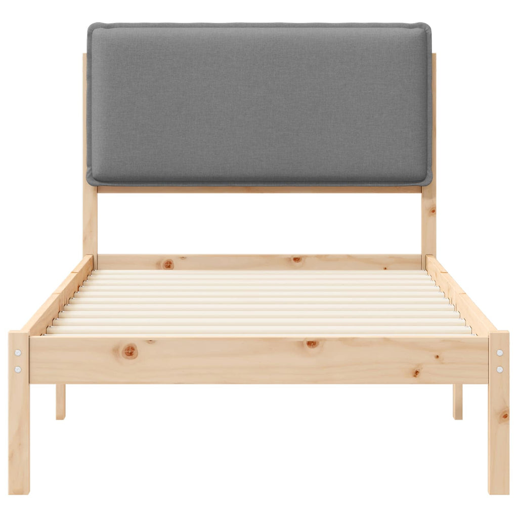 vidaXL Ramka łóżka z tapicerowanym wezgłowiem Jasnoszary 75 x 190 cm