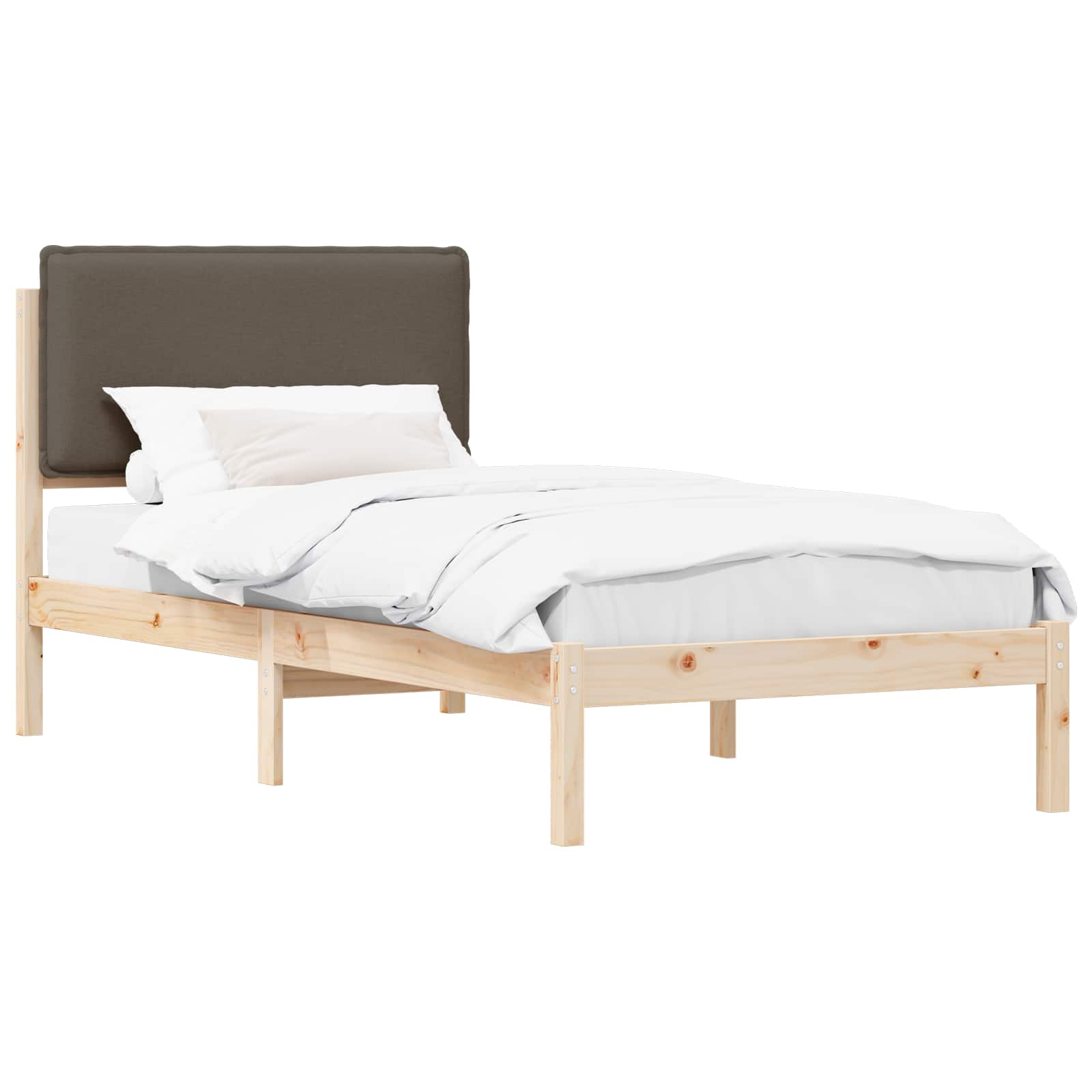 vidaXL Ramka łóżka z tapicerowanym wezgłowiem Ciemnoszary 75 x 190 cm