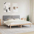 vidaXL Ramka łóżka z tapicerowanym wezgłowiem Jasnoszary 180 x 200 cm
