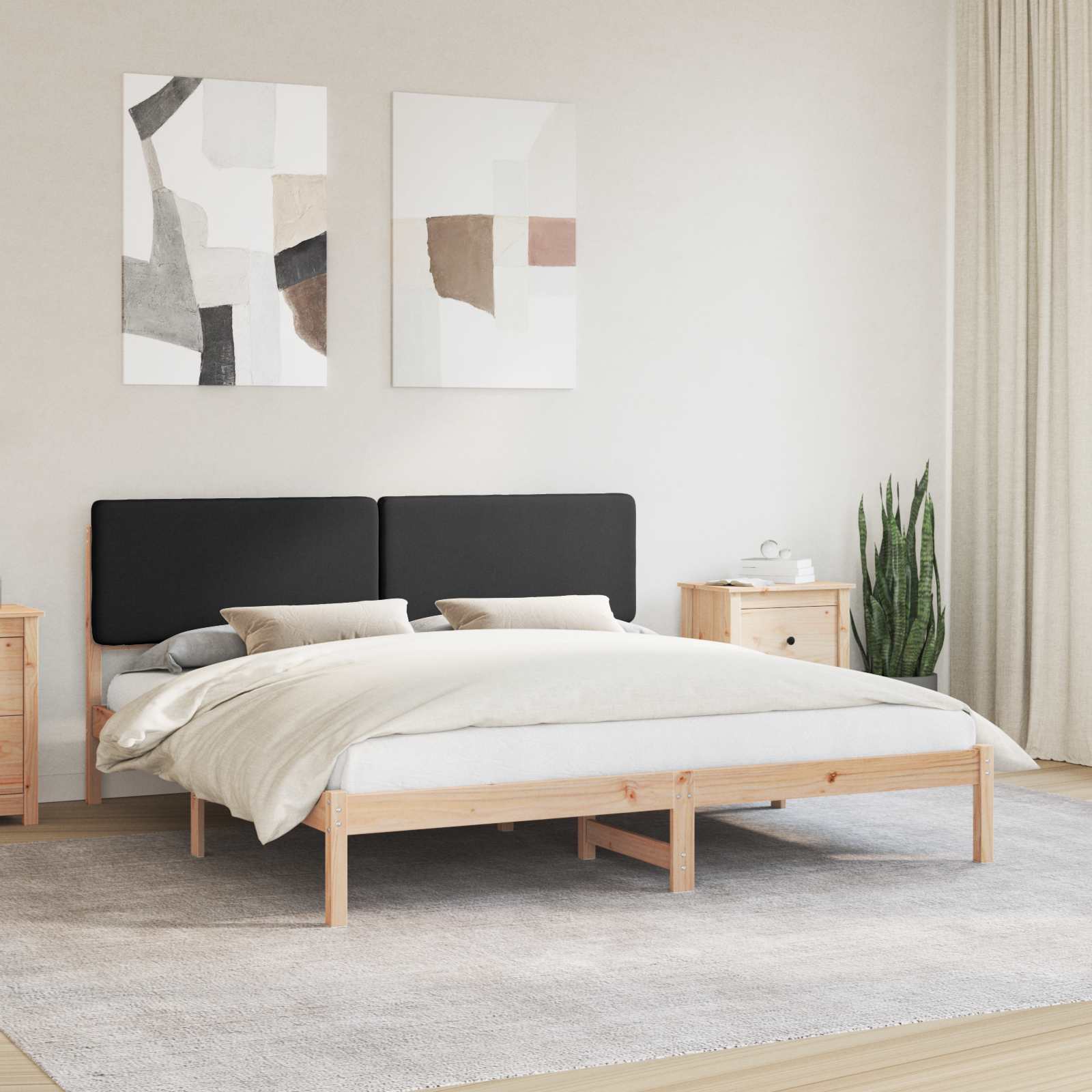 vidaXL Ramka łóżka z tapicerowanym wezgłowiem Czarny 180 x 200 cm