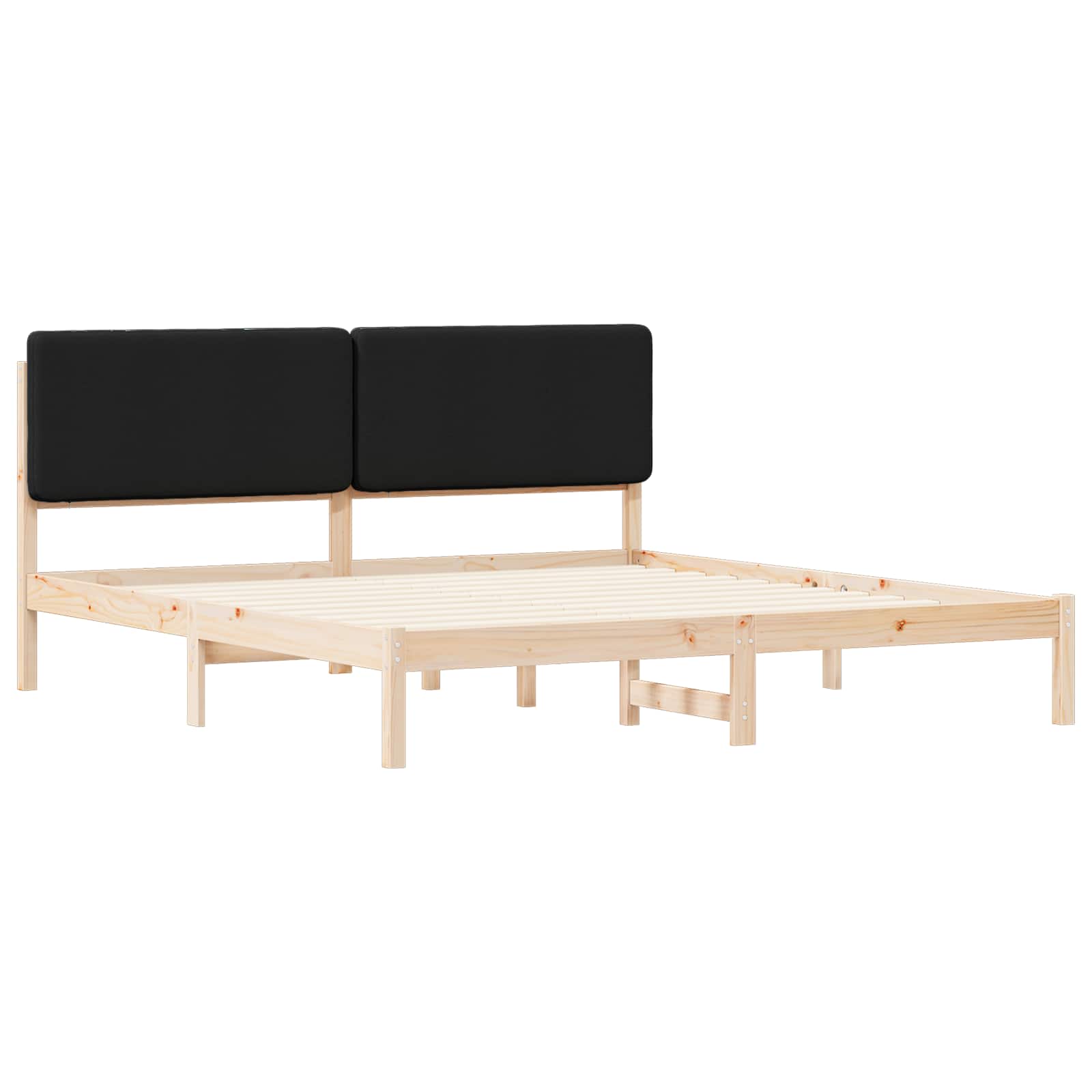 vidaXL Ramka łóżka z tapicerowanym wezgłowiem Czarny 180 x 200 cm