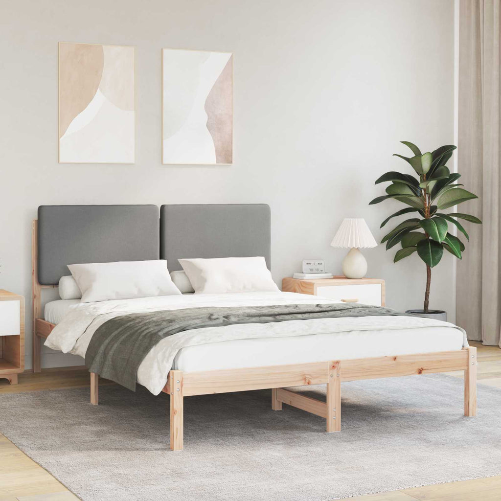 vidaXL Ramka łóżka z tapicerowanym wezgłowiem Jasnoszary 150 x 200 cm