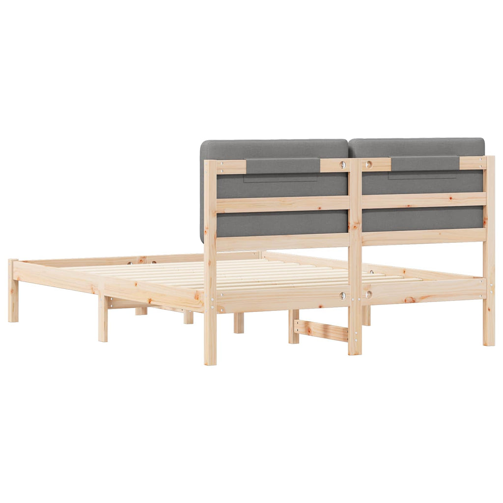 vidaXL Ramka łóżka z tapicerowanym wezgłowiem Jasnoszary 150 x 200 cm
