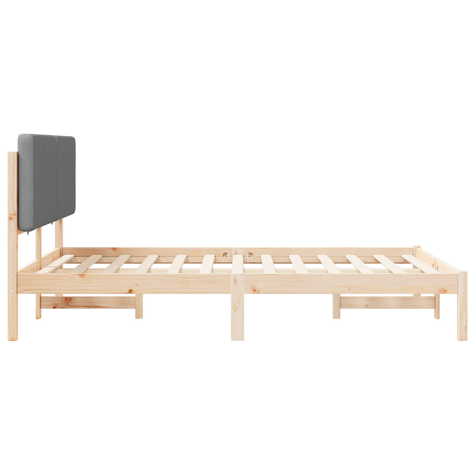 vidaXL Ramka łóżka z tapicerowanym wezgłowiem Jasnoszary 150 x 200 cm
