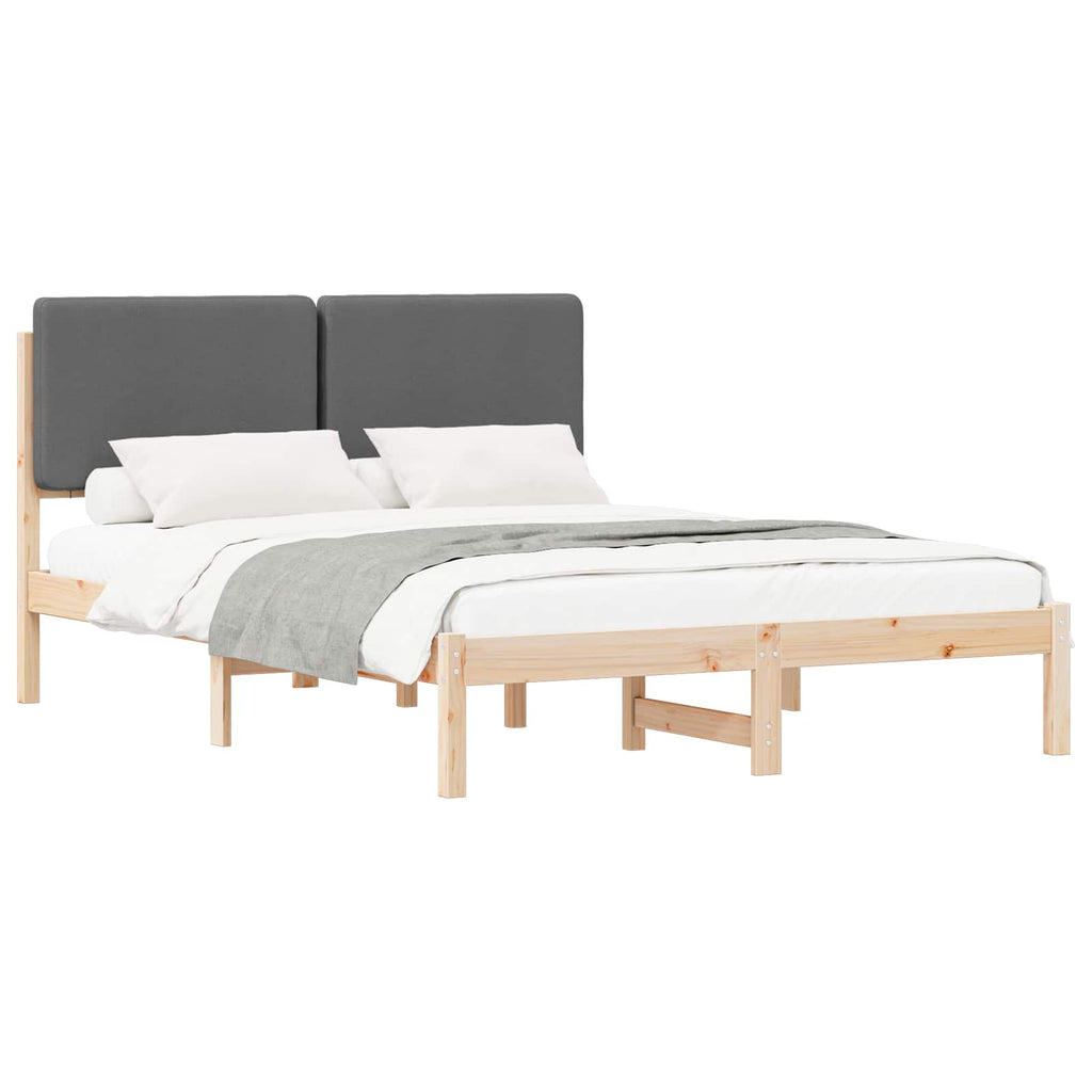 vidaXL Ramka łóżka z tapicerowanym wezgłowiem Ciemnoszary 150 x 200 cm