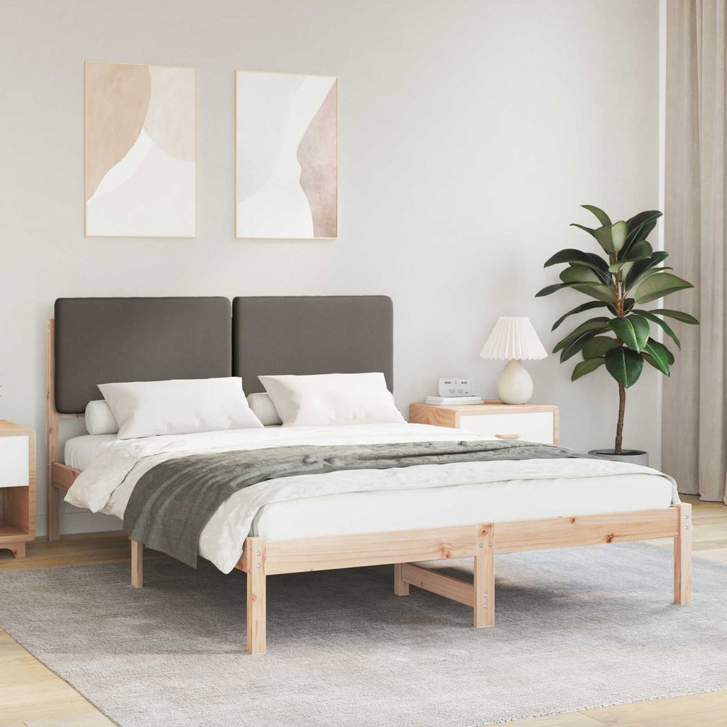 vidaXL Ramka łóżka z tapicerowanym wezgłowiem Ciemnoszary 140 x 200 cm