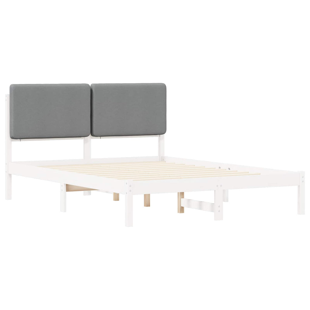 vidaXL Ramka łóżka z tapicerowanym wezgłowiem Jasnoszary 140 x 200 cm