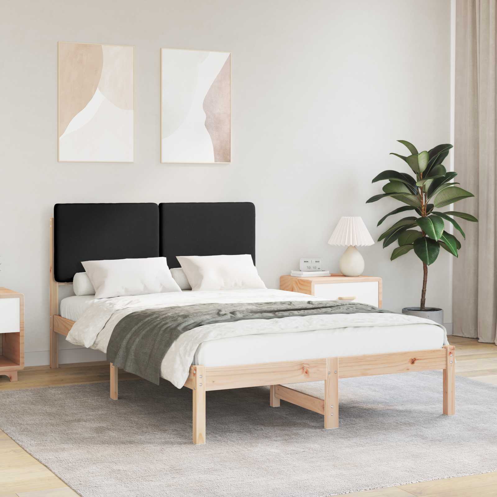 vidaXL Ramka łóżka z tapicerowanym wezgłowiem Czarny 120 x 200 cm