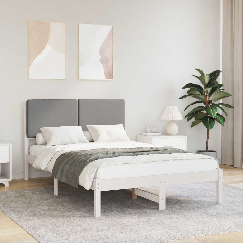 vidaXL Ramka łóżka z tapicerowanym wezgłowiem Jasnoszary 120 x 200 cm