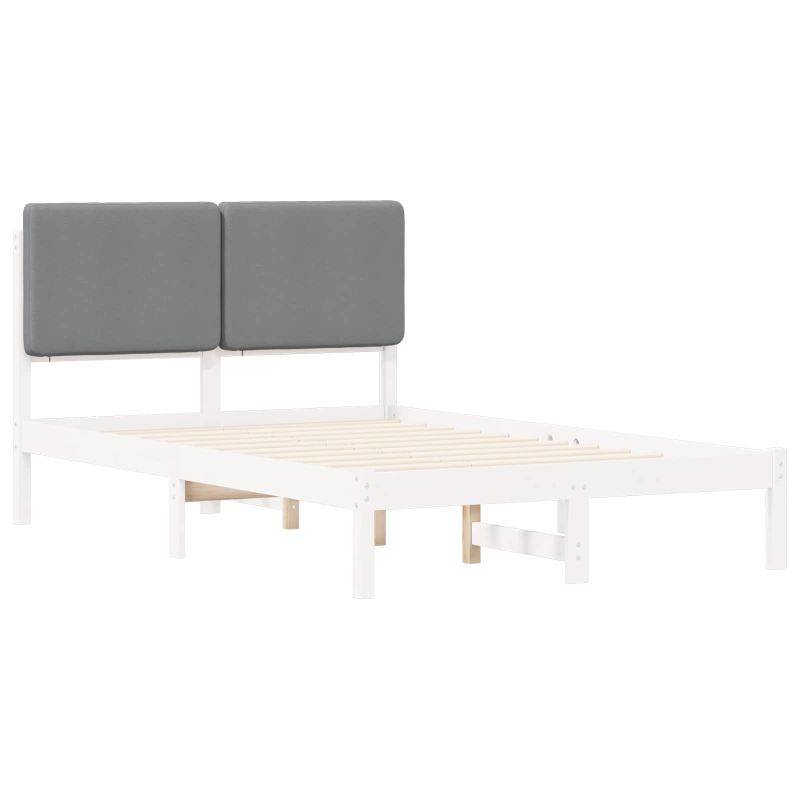 vidaXL Ramka łóżka z tapicerowanym wezgłowiem Jasnoszary 120 x 200 cm