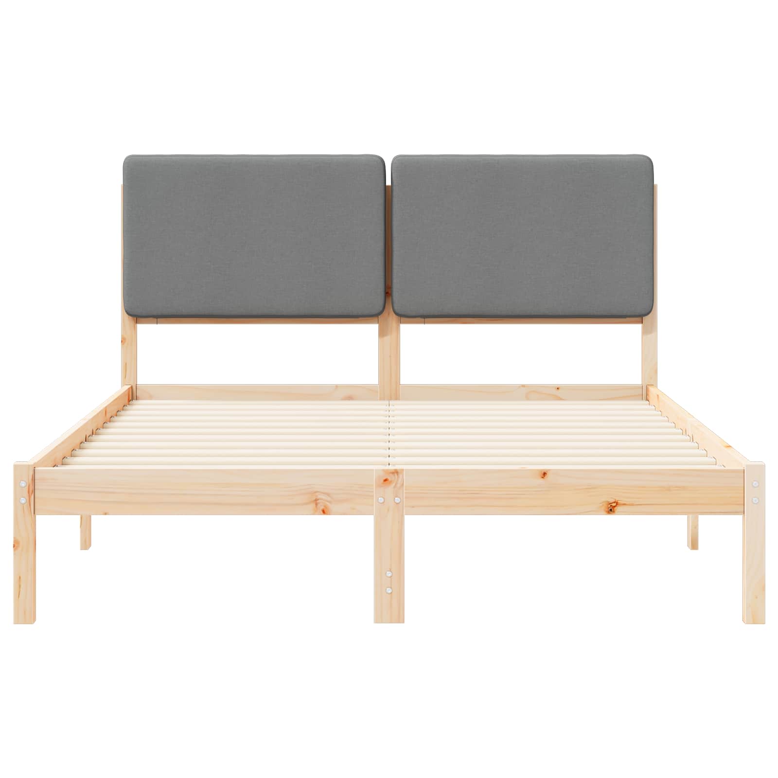 vidaXL Ramka łóżka z tapicerowanym wezgłowiem Jasnoszary 140 x 190 cm