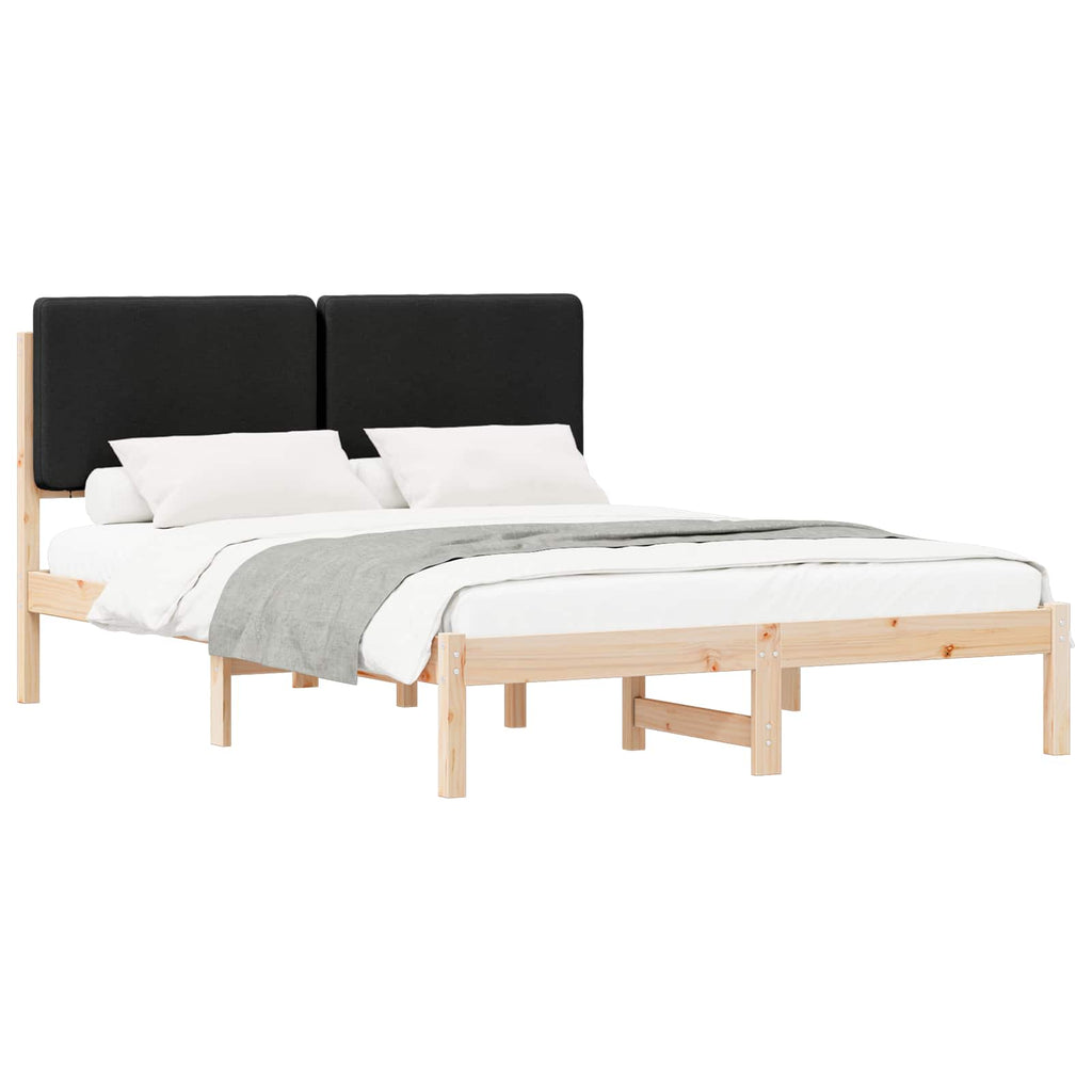 vidaXL Ramka łóżka z tapicerowanym wezgłowiem Czarny 140 x 190 cm