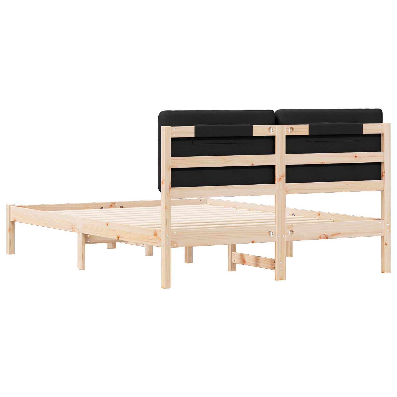 vidaXL Ramka łóżka z tapicerowanym wezgłowiem Czarny 140 x 190 cm