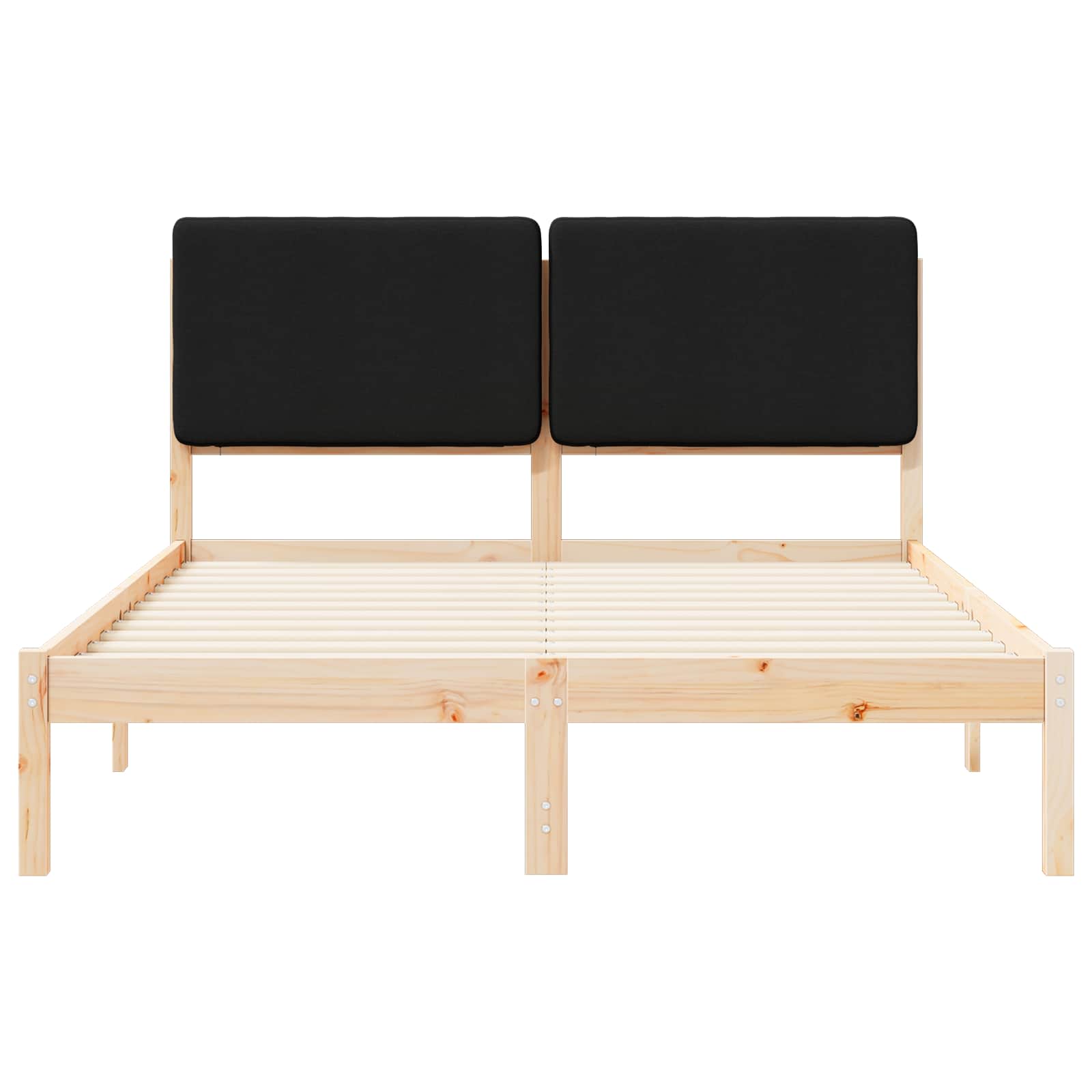 vidaXL Ramka łóżka z tapicerowanym wezgłowiem Czarny 140 x 190 cm