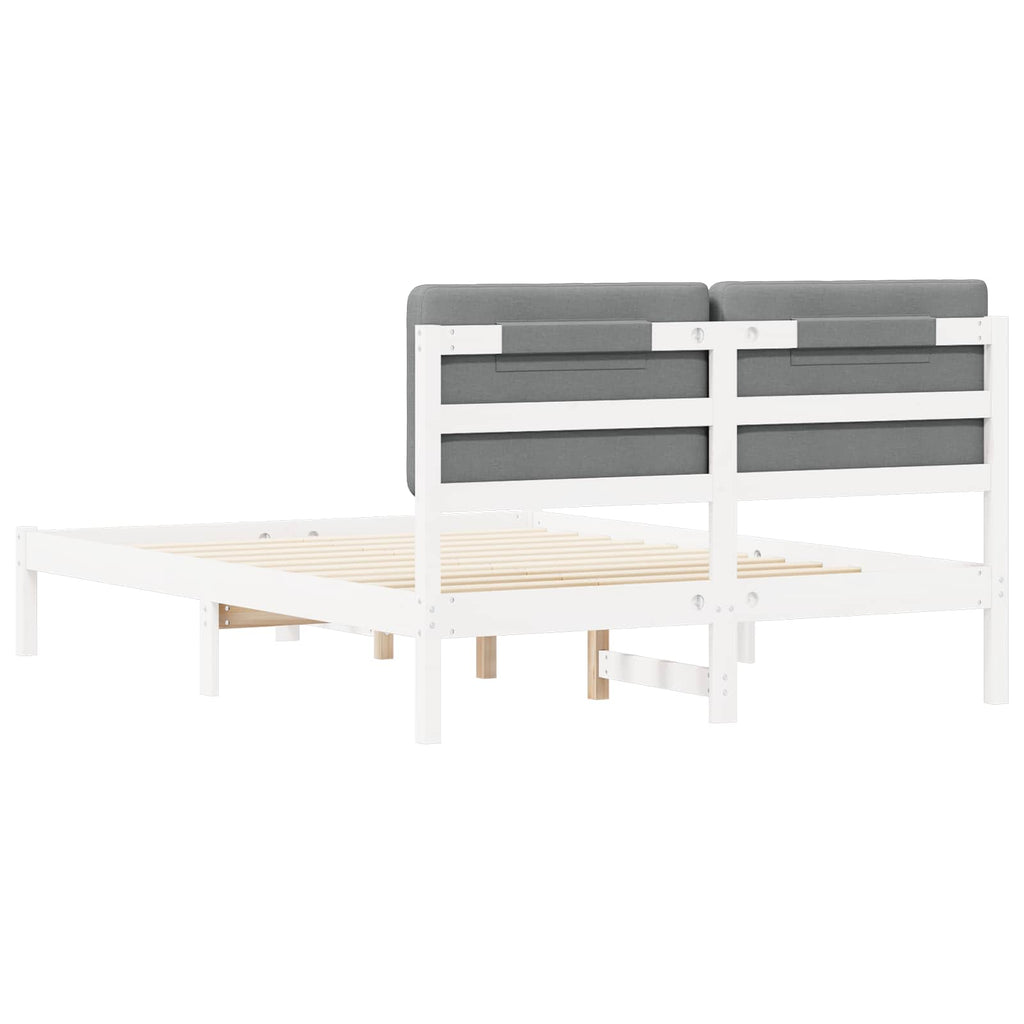 vidaXL Ramka łóżka z tapicerowanym wezgłowiem Jasnoszary 140 x 190 cm