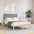 vidaXL Ramka łóżka z tapicerowanym wezgłowiem Jasnoszary 135 x 190 cm