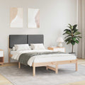 vidaXL Ramka łóżka z tapicerowanym wezgłowiem Ciemnoszary 135 x 190 cm