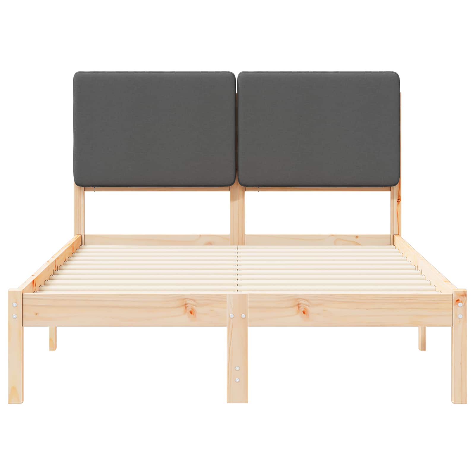 vidaXL Ramka łóżka z tapicerowanym wezgłowiem Ciemnoszary 135 x 190 cm