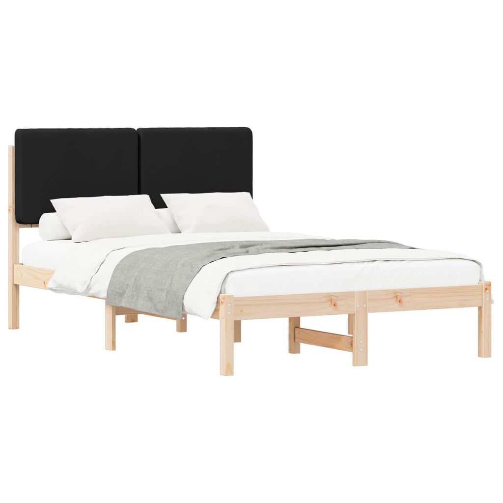 vidaXL Ramka łóżka z tapicerowanym wezgłowiem Czarny 135 x 190 cm