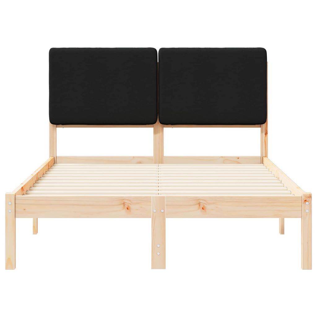 vidaXL Ramka łóżka z tapicerowanym wezgłowiem Czarny 135 x 190 cm