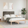 vidaXL Ramka łóżka z tapicerowanym wezgłowiem Ciemnoszary 135 x 190 cm