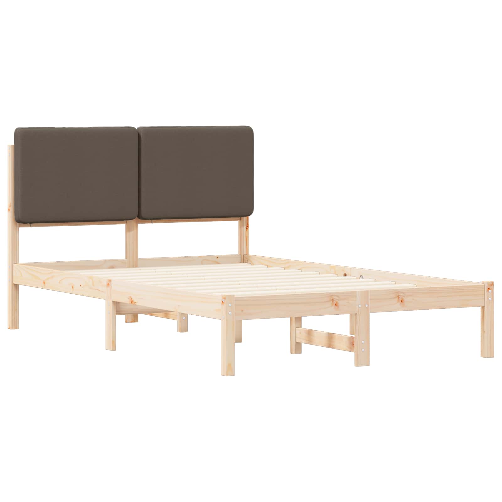 vidaXL Ramka łóżka z tapicerowanym wezgłowiem Ciemnoszary 135 x 190 cm